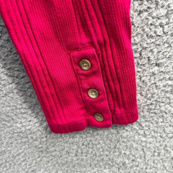 Lands End Womens Top 18/20 Red 100% Cotton Long‎ Sleeve Henley Pullover Shirt - Picture 4 of 12